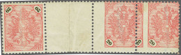 Mounted Mint Coat Of Arms 20 Heller Rose And Black With Variety Perforation Shift In Horizontal  Tête-bêche Pair, Fine/v - Bosnien-Herzegowina