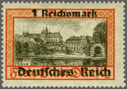 Mounted Mint Deutsches Reich Overprint 1 Mark Orange Red And Black With Variety Reversed Watermark, Very Fine Mounted Mi - Other & Unclassified