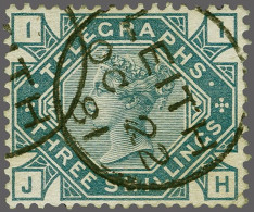 1881 3s. Slate-blue Watermark Anchor Sideways Inverted Plate 1 (JH), A Fine Example (neatly Repaired Corner Perf, Barely - Officials