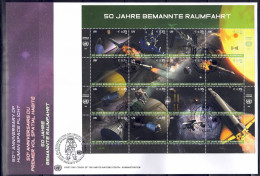 UNO Wien 2011 - Weltraumfahrt, FDC Mit Nr. 699 - 714 Im Kleinbogen - FDC