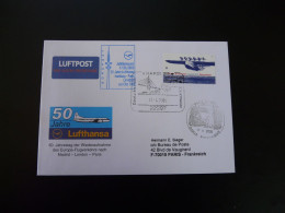 Lettre Vol Special Flight Cover Hamburg Paris 50 Years Of Reopening Lufthansa 2005 - Lettres & Documents