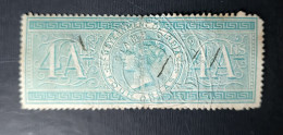 Timbre Vignette INDE Anglaise Government Of India 4 Four Annas Stamp Office Calcutta - Official Stamps