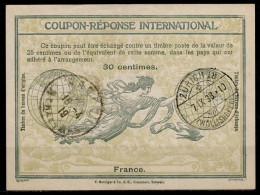 FRANCE  Ro4A  30c.  International Reply Coupon Reponse Antwortschein IRC IAS Cupon Respuesta O PARIS And Redeemed ZÜRICH - Antwoordbons