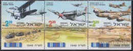 Israel 1471-1473 Triple Strip With Tab (complete Issue) Unmounted Mint / Never Hinged 1998 Combat Aircraft - Neufs (avec Tabs)