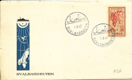 Norway Special Cancelled Cover Svalbardruta 1-8-1967 With MAP Stamp And Cachet - Brieven En Documenten