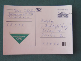 Czech Republic 1994 Stationery Postcard Hora Rip Mountain Sent Locally - Covers & Documents