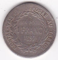 Colonie De La Martinique, Bon Pour 1 Franc 1897 , En Maillechort, Lec# 12 - Guadeloupe Und Martinique
