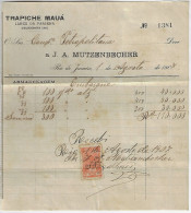 Brazil 1907 Trapiche Mauá Invoice In Rio De Janeiro National Treasury Tax Stamp 300 Réis - Briefe U. Dokumente