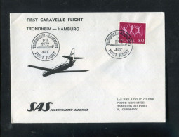 "NORWEGEN" 1972, SAS-Caravelle-Erstflugbrief "Trondheim-Hamburg" (70126) - Cartas & Documentos