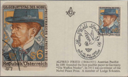 Alfred Fried Austrian Pacifist, Nobel Peace Prize Lodge Sokrates, Bird, Freemasonry Lodge, Masonic Cover - Vrijmetselarij