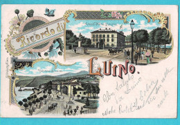 * Luino (Lombardia - Italia) * (Ed Vierbucher Milano) Ricordo Di Luino, Grand Hotel Simplon, Panorama, Couleur, TOP - Luino