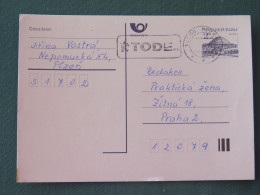 Czech Republic 1994 Stationery Postcard Hora Rip Mountain Sent Locally From Plzen, TODE Slogan - Covers & Documents