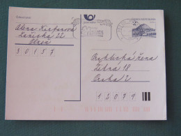 Czech Republic 1994 Stationery Postcard Hora Rip Mountain Sent Locally From Plzen, Primus Beer Slogan - Covers & Documents