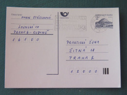 Czech Republic 1994 Stationery Postcard Hora Rip Mountain Sent Locally From Prague, Bank Slogan - Covers & Documents