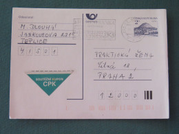 Czech Republic 1994 Stationery Postcard Hora Rip Mountain Sent Locally From Prague, Bank Slogan - Covers & Documents