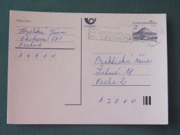 Czech Republic 1994 Stationery Postcard Hora Rip Mountain Sent Locally From Prague, Bank Slogan - Covers & Documents