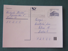 Czech Republic 1994 Stationery Postcard Hora Rip Mountain Sent Locally From Prague, Bank Slogan - Covers & Documents