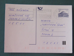 Czech Republic 1994 Stationery Postcard Hora Rip Mountain Sent Locally From Prague, Bank Slogan - Covers & Documents