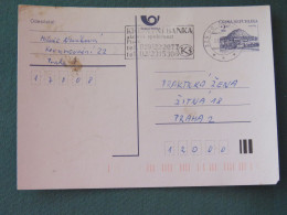 Czech Republic 1994 Stationery Postcard Hora Rip Mountain Sent Locally From Prague, Bank Slogan - Covers & Documents