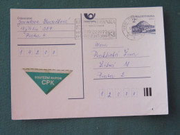 Czech Republic 1994 Stationery Postcard Hora Rip Mountain Sent Locally From Prague, Bank Slogan - Covers & Documents