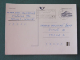 Czech Republic 1994 Stationery Postcard Hora Rip Mountain Sent Locally From Prague, Bank Slogan - Covers & Documents