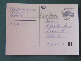 Czech Republic 1994 Stationery Postcard Hora Rip Mountain Sent Locally From Prague, Bank Slogan - Covers & Documents