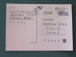 Czech Republic 1994 Stationery Postcard Hora Rip Mountain Sent Locally From Prague, Bank Slogan - Covers & Documents