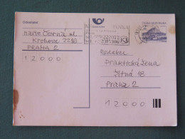 Czech Republic 1994 Stationery Postcard Hora Rip Mountain Sent Locally From Prague, Bank Slogan - Covers & Documents