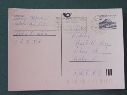 Czech Republic 1994 Stationery Postcard Hora Rip Mountain Sent Locally From Prague, Bank Slogan - Covers & Documents