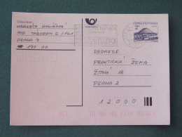 Czech Republic 1994 Stationery Postcard Hora Rip Mountain Sent Locally From Prague, Bank Slogan - Covers & Documents