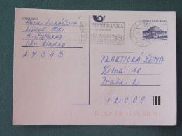 Czech Republic 1994 Stationery Postcard Hora Rip Mountain Sent Locally From Prague, Bank Slogan - Covers & Documents