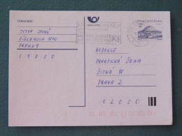 Czech Republic 1994 Stationery Postcard Hora Rip Mountain Sent Locally From Prague, Bank Slogan - Covers & Documents