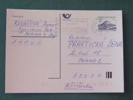 Czech Republic 1994 Stationery Postcard Hora Rip Mountain Sent Locally From Prague, Bank Slogan - Covers & Documents