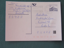 Czech Republic 1994 Stationery Postcard Hora Rip Mountain Sent Locally From Prague, Bank Slogan - Covers & Documents