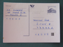 Czech Republic 1994 Stationery Postcard Hora Rip Mountain Sent Locally From Prague, Avocado (?) Slogan - Covers & Documents