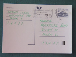 Czech Republic 1994 Stationery Postcard Hora Rip Mountain Sent Locally From Prague, Bank Slogan - Covers & Documents