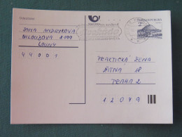 Czech Republic 1994 Stationery Postcard Hora Rip Mountain Sent Locally From Prague, Avocado (?) Slogan - Covers & Documents