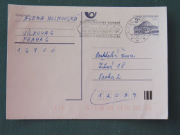 Czech Republic 1994 Stationery Postcard Hora Rip Mountain Sent Locally From Prague, Avocado (?) Slogan - Covers & Documents