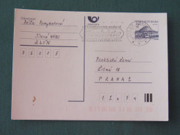 Czech Republic 1994 Stationery Postcard Hora Rip Mountain Sent Locally From Prague, Avocado (?) Slogan - Covers & Documents