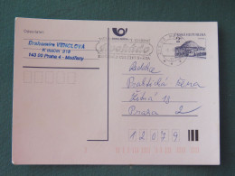 Czech Republic 1994 Stationery Postcard Hora Rip Mountain Sent Locally From Prague, Avocado (?) Slogan - Covers & Documents