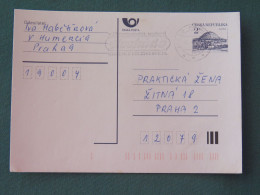 Czech Republic 1994 Stationery Postcard Hora Rip Mountain Sent Locally From Prague, Avocado (?) Slogan - Covers & Documents