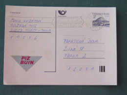 Czech Republic 1994 Stationery Postcard Hora Rip Mountain Sent Locally From Prague, Avocado (?) Slogan - Covers & Documents