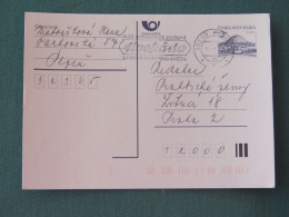Czech Republic 1994 Stationery Postcard Hora Rip Mountain Sent Locally From Plzen, Avocado (?) Slogan - Covers & Documents