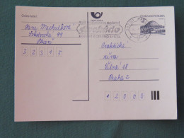 Czech Republic 1994 Stationery Postcard Hora Rip Mountain Sent Locally From Plzen, Avocado (?) Slogan - Covers & Documents