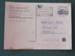 Czech Republic 1994 Stationery Postcard Hora Rip Mountain Sent Locally From Prague - Slogan For Postal Advertisement - Covers & Documents