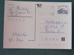 Czech Republic 1994 Stationery Postcard Hora Rip Mountain Sent Locally From Prague - Slogan For Postal Advertisement - Covers & Documents