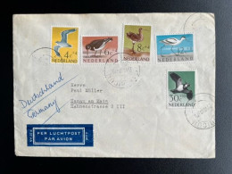 NETHERLANDS 1961 AIR MAIL LETTER CASTRICUM TO HANAU 23-08-1961 NEDERLAND BIRDS - Briefe U. Dokumente