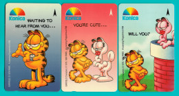 Singapore Old Phonecard Mint Unused Konica Garfield & Arlene 3 Cards - Singapore