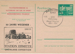 Ganzsache 1040 Berlin 1980 Station Eismitte Grönland Expedition Wegener Alfred - Privé Postkaarten - Gebruikt