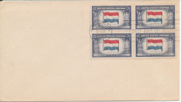 USA FDC Washington 24-8-1943 Netherlands FLAG In A Block Of 4 Overrun Countries - 1941-1950